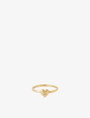 Astley Clarke Biography Heart 18ct Yellow Gold Plated Sterling Silver and White Sapphire Ring