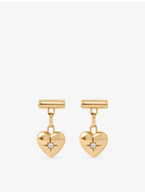 selfridges Astley Clarke Biography Heart Stud Drop Earrings in 18ct Yellow Gold Plated Sterling Silver with White Sapphire- Buy online at McGrocer