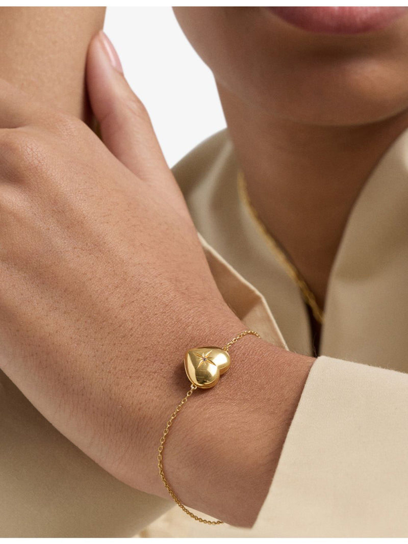 Astley Clarke gold plated heart locket bracelet with white sapphire, UK version