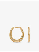 selfridges Astley Clarke Biography Horseshoe Hoop Earrings, 18ct Yellow-Gold Plated Sterling-Silver and White Sapphire, 20mm- Buy online at McGrocer