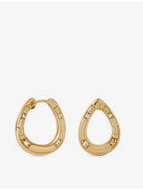 selfridges Astley Clarke Biography Horseshoe Twist 18ct Yellow Gold Plated Sterling Silver and White Sapphire Hoop Earrings- Buy online at McGrocer