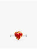 Poubel sterling silver enamel Heart on Fire charm, imported from the UK