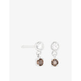 Astrid & Miyu lab-grown diamond and smokey quartz stud earrings, UK version