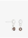 Astrid & Miyu lab-grown diamond and smokey quartz stud earrings, UK version