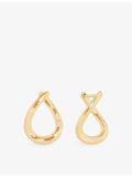 Astrid & Miyu molten 14ct yellow gold hoop earrings - British product