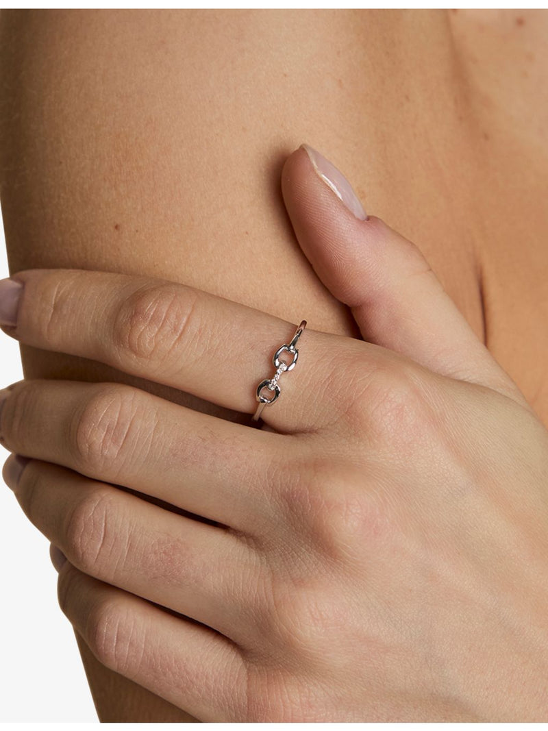 Astrid & Miyu 14ct white gold lab-grown pave diamond ring - British product