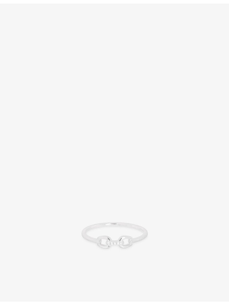 Astrid & Miyu 14ct white gold lab-grown pave diamond ring - British product