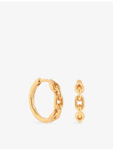 selfridges Astrid & Miyu Link Hardware 18ct Yellow Gold-Plated Sterling-Silver Hoop Earrings- Buy online at McGrocer