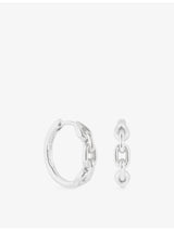 selfridges Astrid & Miyu Link Hardware Rhodium-Plated Sterling-Silver Hoop Earrings- Buy online at McGrocer