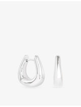 selfridges Astrid & Miyu Horseshoe Medium Rhodium-Plated Brass Hoop Earrings- Buy online at McGrocer
