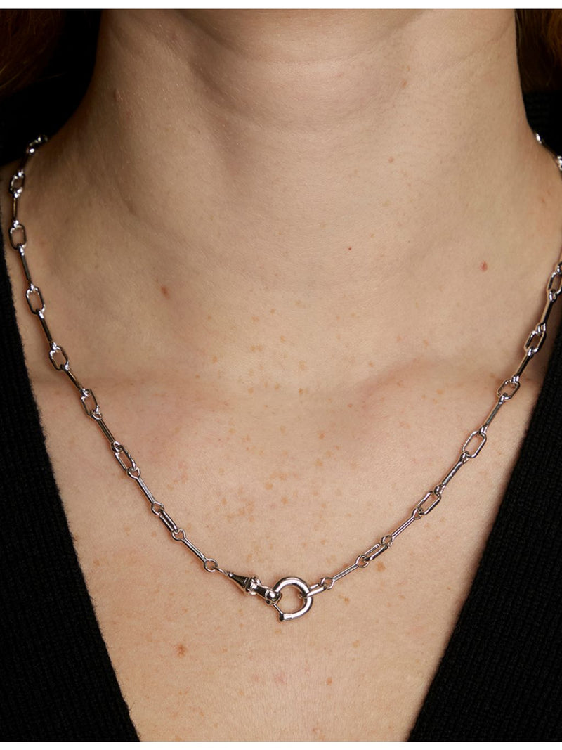 Astrid & Miyu rhodium-plated brass chain necklace 45cm, imported from the UK