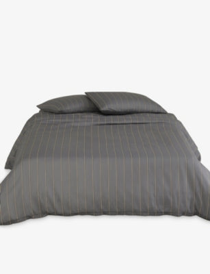 BOSS Striped Cotton Single Fitted Sheet 90x200cm