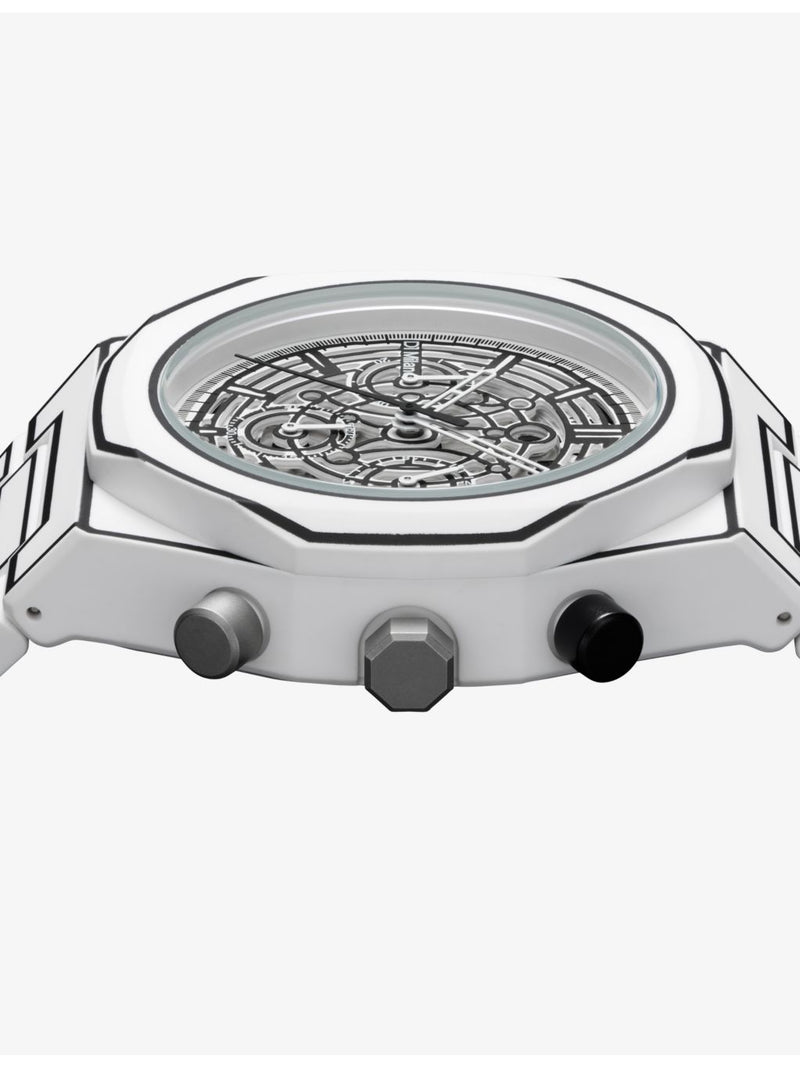 D1 Milano Polychrono white sketch polycarbonate watch 40.5mm (British brand)