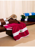 Lacoste cotton towel with woven stripe and crocodile logo - British product