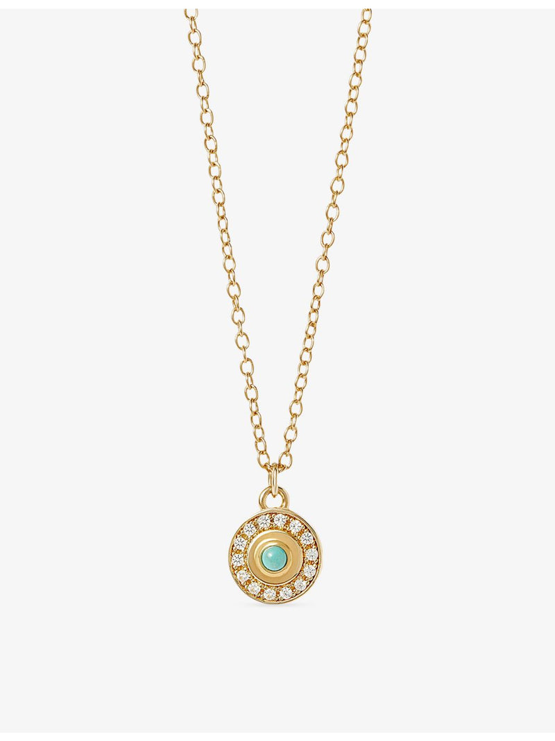 Astley Clarke 18ct gold turquoise pendant necklace, imported from the UK