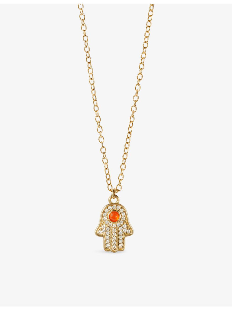 Astley Clarke Hamsa pendant necklace with carnelian and sapphires (British brand)