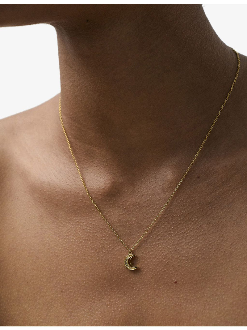Astley Clarke Celestial Moon pendant necklace 18ct gold white sapphire, UK version