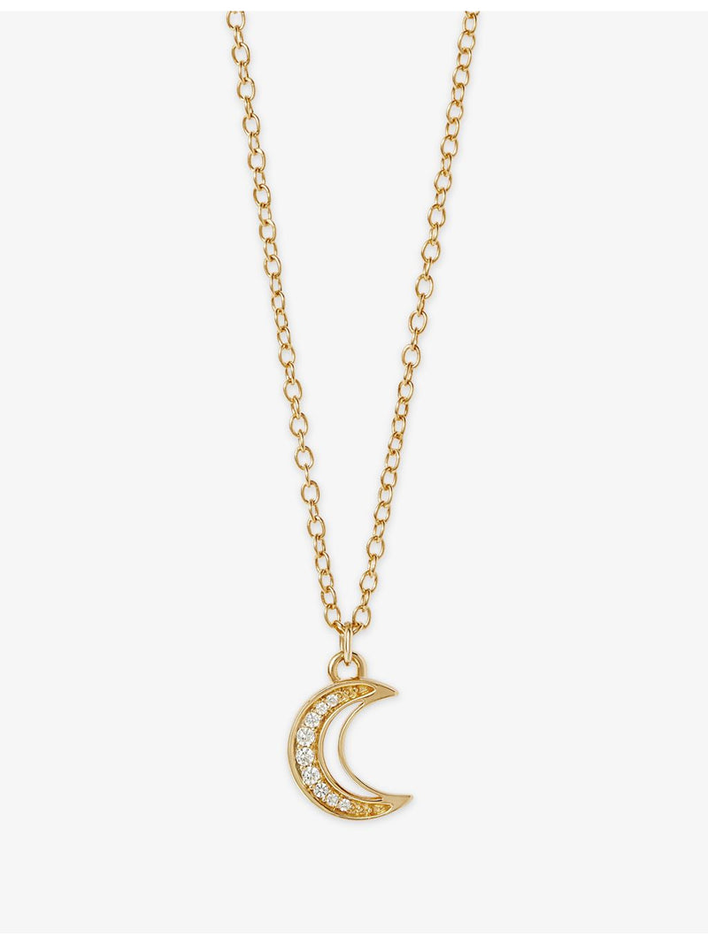 Astley Clarke Celestial Moon pendant necklace 18ct gold white sapphire, UK version