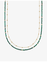 selfridges Astley Clarke Biography 18ct Yellow Gold Plated Sterling Silver Malachite Double Strand Beaded Necklace- Buy online at McGrocer