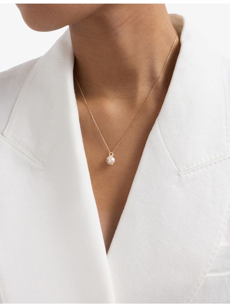Astley Clarke Luna pendant with pearl and diamond, 14ct gold - British product