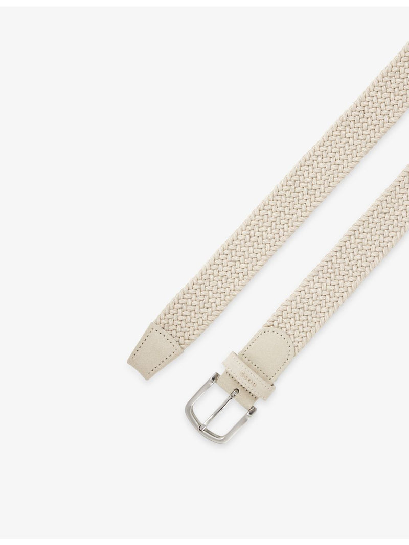 BOSS logo-embossed woven belt with suede trim - British product