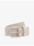 BOSS logo-embossed woven belt with suede trim - British product