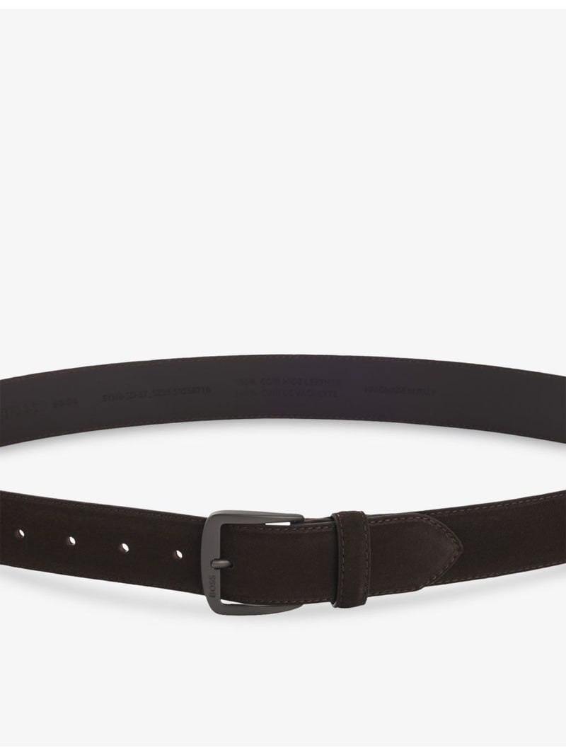 BOSS suede belt with logo-engraved buckle, UK version