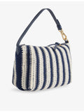 Miu Miu striped cotton crochet handbag with embroidered logo - British product