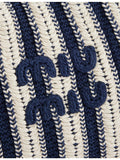 Miu Miu striped cotton crochet handbag with embroidered logo - British product