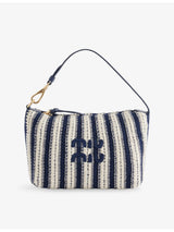 selfridges Miu Miu Embroidered-Logo Striped Cotton-Crochet Handbag- Buy online at McGrocer