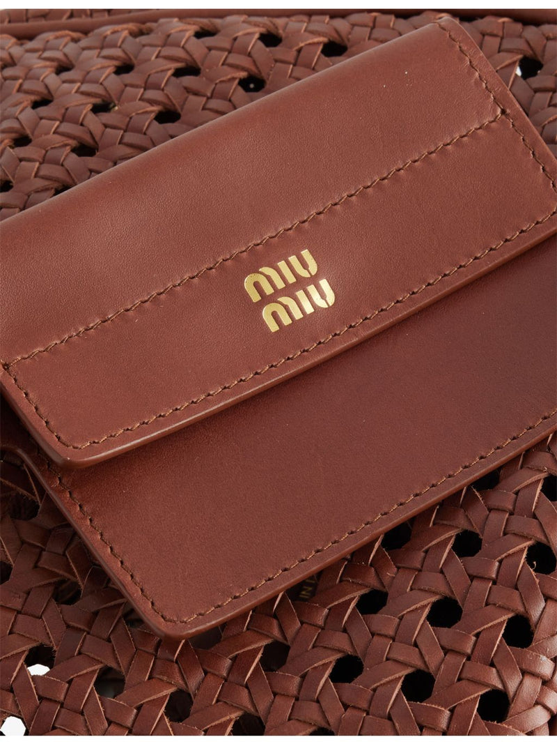 Miu Miu Wander Woven Leather Top-Handle Bag, UK version