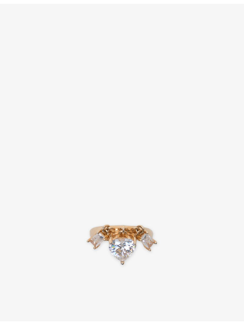 Maje gold-tone brass ring with zirconia charms - British product
