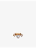 Maje gold-tone brass ring with zirconia charms - British product