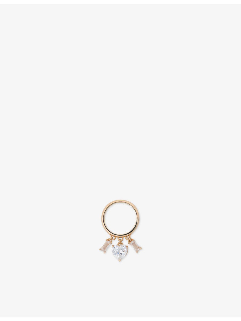 Maje gold-tone brass ring with zirconia charms - British product