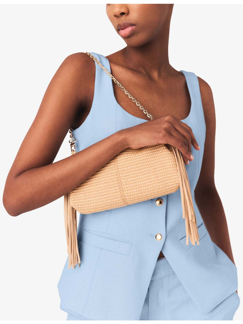 Maje raffia shoulder bag, imported from the UK