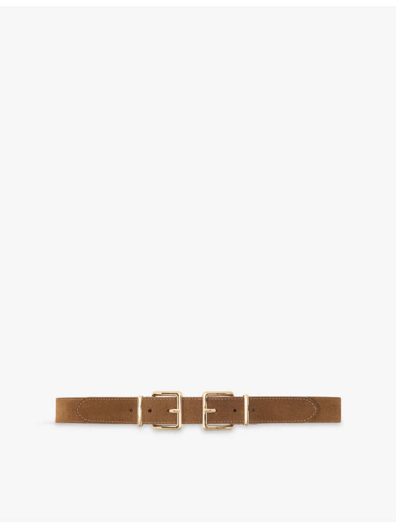 Maje suede belt with double buckle and gold-tone hardware, UK version