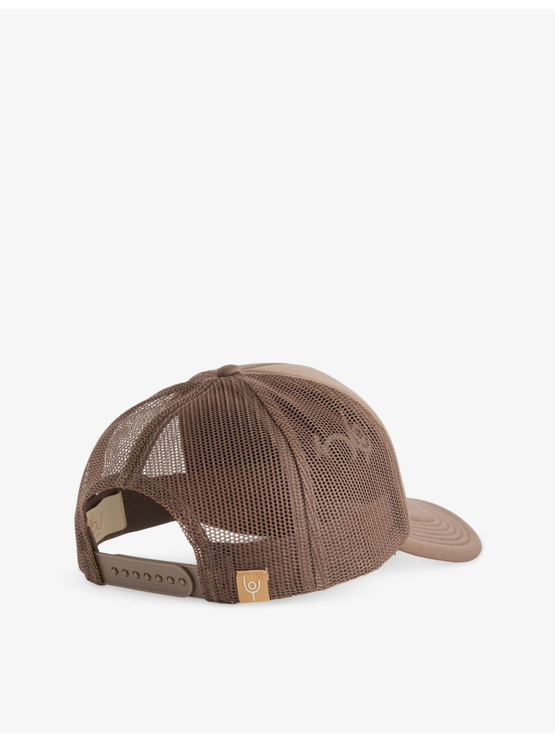 Cotton trucker cap with embroidered logo and adjustable buckle - British product