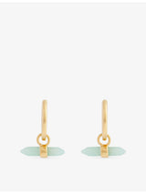 selfridges Rachel Jackson Tranquility T-Bar 18ct Yellow Gold-Plated Sterling Silver and Amazonite Huggie Hoop Earrings- Buy online at McGrocer