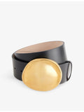 KHAITE Keefe leather belt with 18ct gold-plated brass buckle, UK version