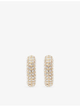 selfridges Liza Gozlan Crystal-Embellished 18ct Gold-Plated Brass Huggie Earrings- Buy online at McGrocer