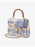 Aspinal of London Mayfair embroidered raffia mini bag, imported from the UK