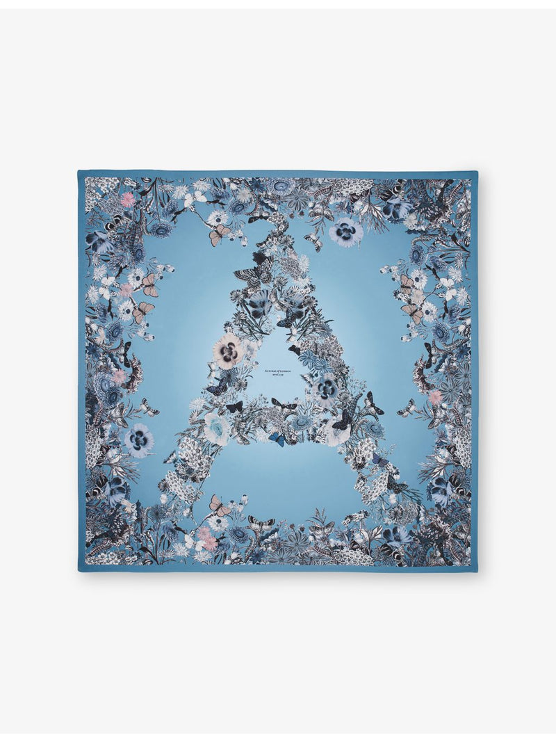 Aspinal of London printed square silk scarf 90cm, imported from the UK