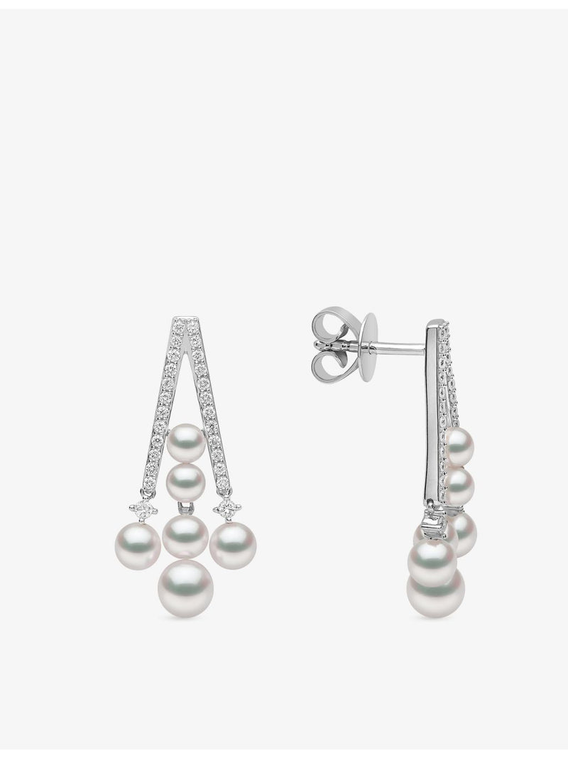Yoko London Akoya pearl diamond drop earrings 18ct white gold (British brand)