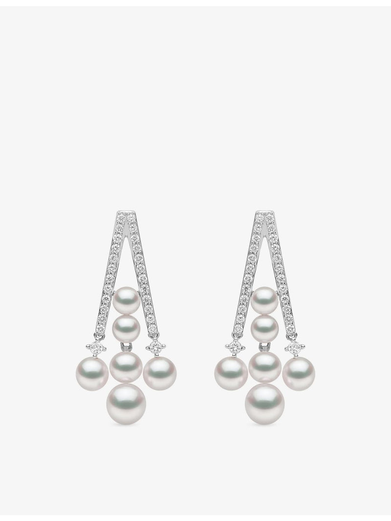 Yoko London Akoya pearl diamond drop earrings 18ct white gold (British brand)