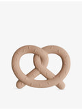 Mushie pretzel silicone teether with textured design, UK version