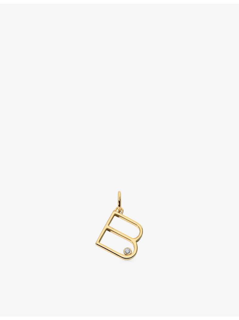 Monica Vinader initial B pendant with lab-grown diamond, imported from the UK