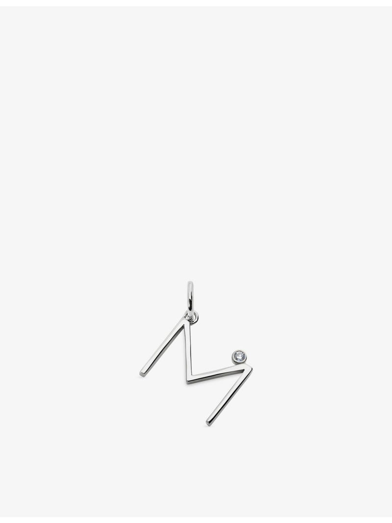 Monica Vinader initial M solitaire diamond pendant charm, UK version