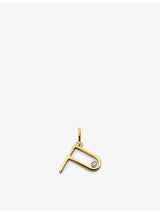 selfridges Monica Vinader 0.035ct Solitaire Lab-Grown Diamond Initial P 18ct Yellow-Gold Vermeil Pendant- Buy online at McGrocer
