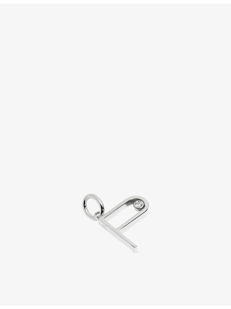 Monica Vinader sterling silver initial P 0.035ct diamond pendant, UK version