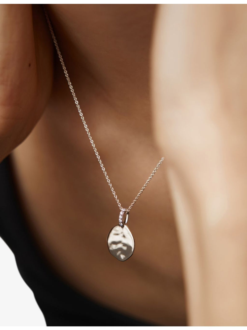 Monica Vinader Siren sterling silver diamond coin pendant (British brand)